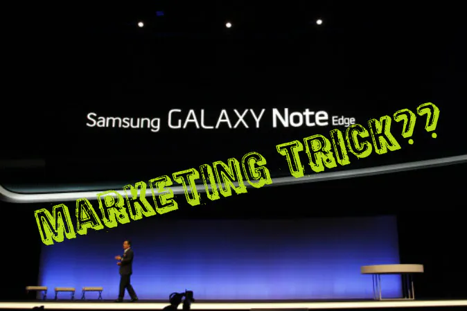 Executive Vice President of electronics giant Samsung D J Lee presents the Galaxy Note Edge on Sept. 3, 2014 in Berlin. (Odd Andersen/AFP/Getty Images; effects added by Epoch Times)