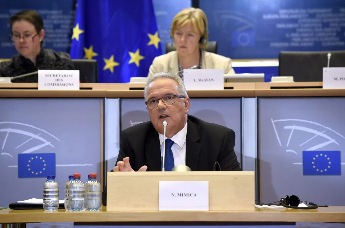 Croatian Neven Mimica, EU Commissioner candidate for International Cooperation and Development at his hearing by the European Parliament in Brussels on September 29, 2014. The men and women picked to run the EU for the next five years are facing grueling vetting process by the European Parliament from Sept. 29-Oct. 7.( John Thys/AFP/Getty Images)