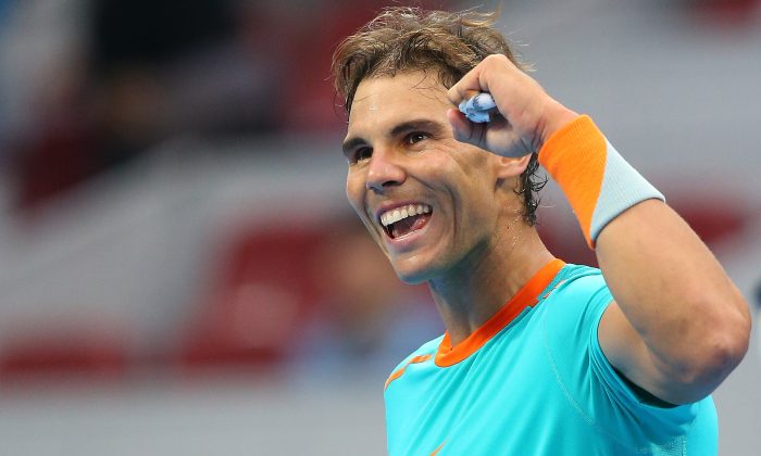 BEIJING, CHINA - SEPTEMBER 30: Rafael Nadal of Spain celebrates winning his match against Richard Gasquet of France during day four of the China Open at the National Tennis Center on Sept 30, 2014 in Beijing, China. (Chris Hyde/Getty Images)