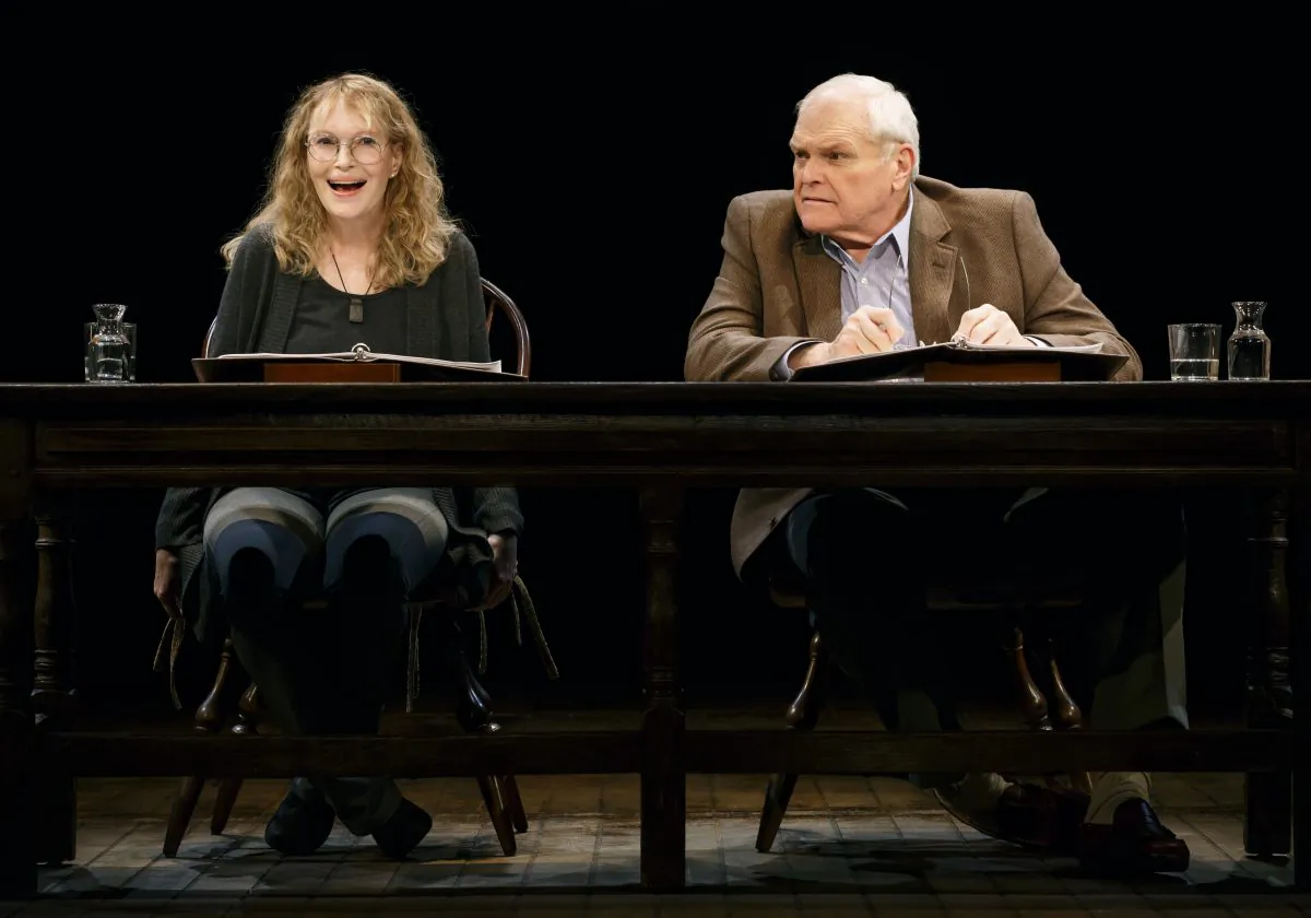 Mia Farrow and Brian Dennehy in “Love Letters” at the Brook Atkinson Theatre, with an open run. Various actors will take over the roles during its run. (Carol Rosegg)
