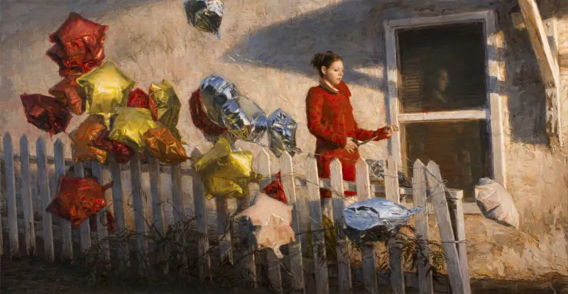 First Place Figurative: "Vessels," by Julio Reyes. Oil on Panel. 62 by 32 inches. (Courtesy of the artist)