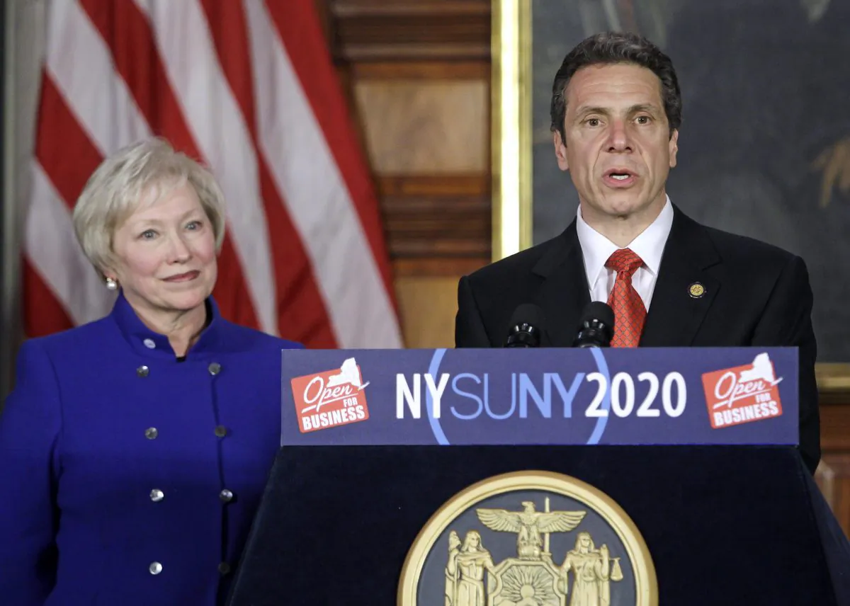 New York Gov. Andrew Cuomo at a funding competition for the State University of New York's four university centers in New York on May 2, 2011 (AP Photo/Mike Groll)