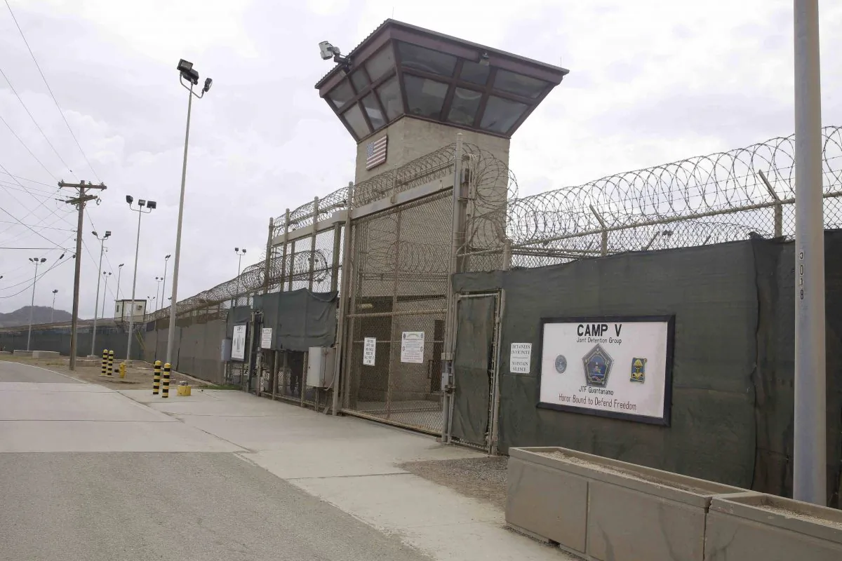 The entrance to Camp 5 and Camp 6 at the US military's Guantanamo Bay detention center at Guantanamo Bay Naval Base, Cuba, on June 7, 2014. (AP Photo/Ben Fox)