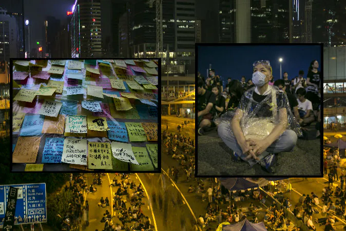 Protesters on a quiet night as the standoff continues in Hong Kong on October 5, 2014. (Paula Bronstein/Getty Images)