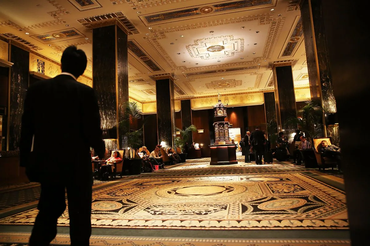 The entrance to the Waldorf Astoria, the landmark New York hotel, is viewed on Oct. 6 in New York City. Hilton Worldwide will sell the Waldorf to the Beijing-based Anbang Insurance Group for $1.95 billion. (Spencer Platt/Getty Images)