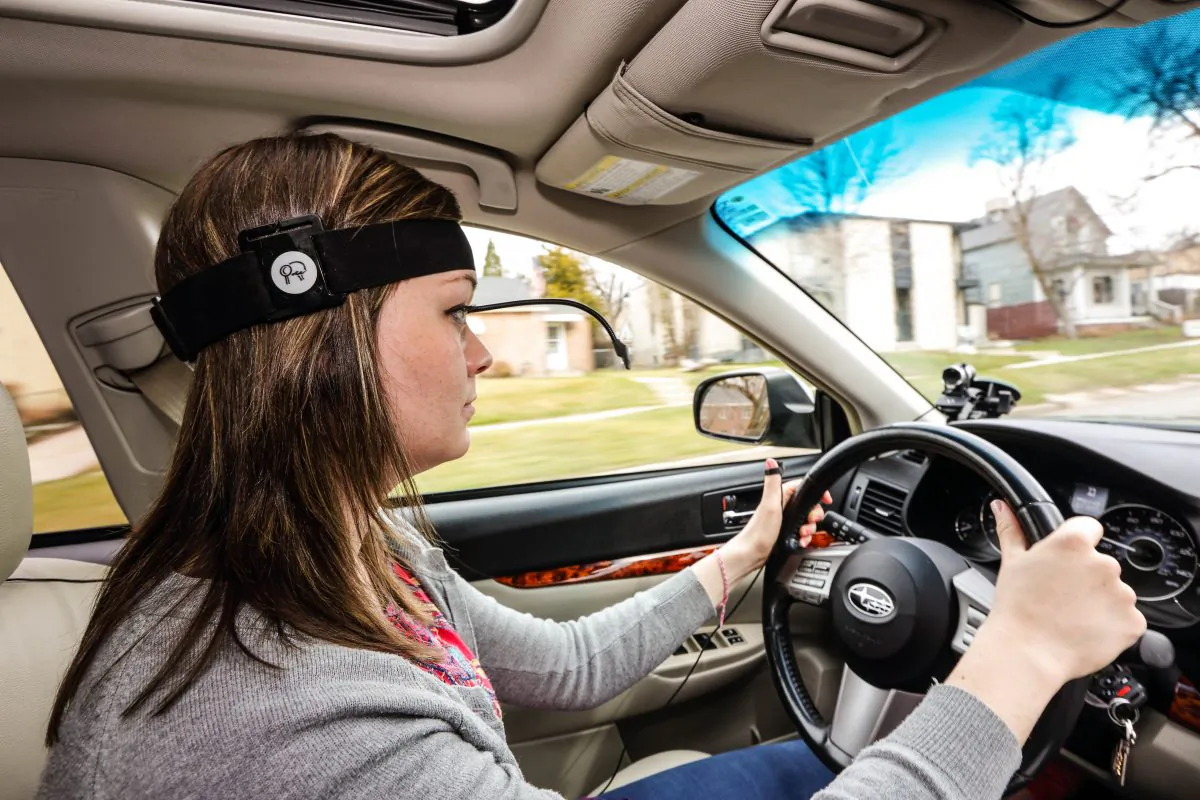 A driver undergoes Cognitive Distraction testing in Salt Lake City. Two new studies have found that voice-activated smartphones and dashboard infotainment systems may be making the distracted-driving problem worse. (AP Photo)