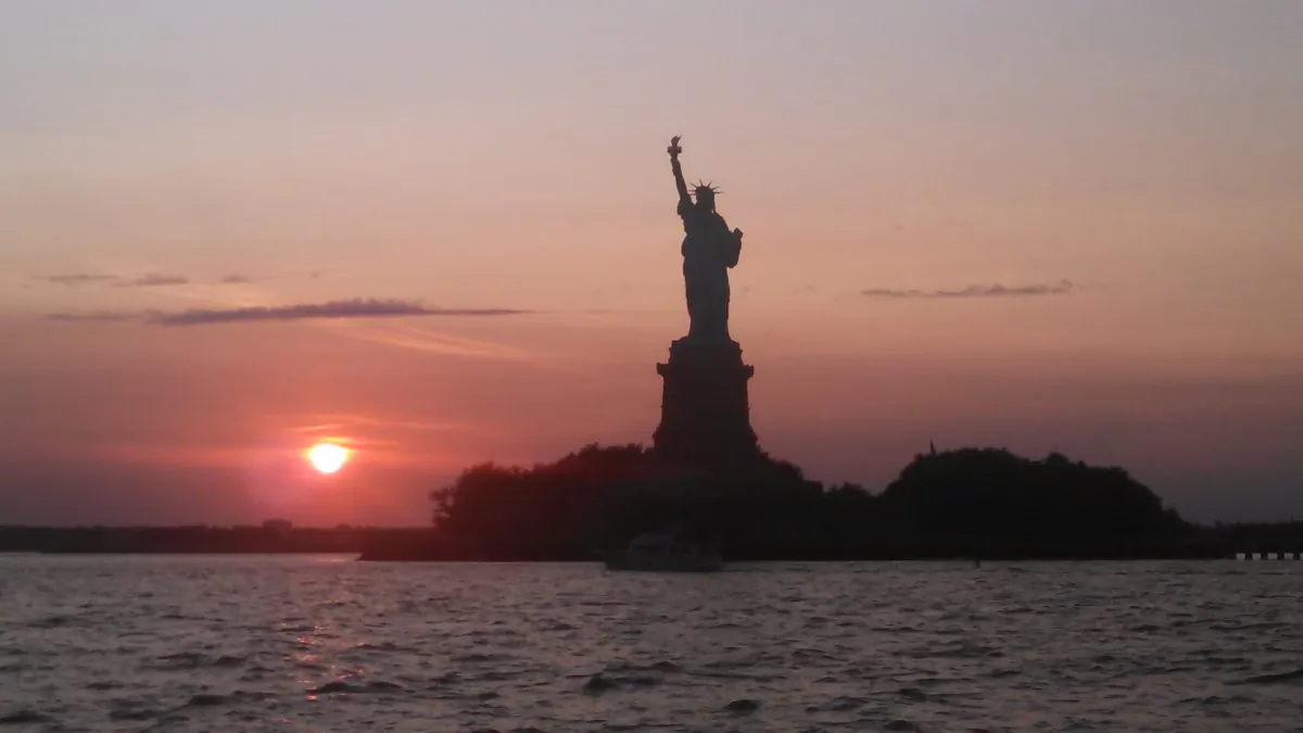 Statue of Liberty taken 2014 at sunset from the AJ Meerwald.