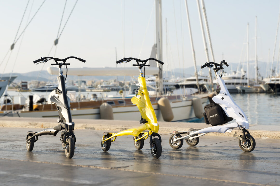 The Pon-e, the first motored carving vehicle on the market, still gives a full-body workout with the added convenience of being a more practical commuting vehicle. (Courtesy of Trikke)