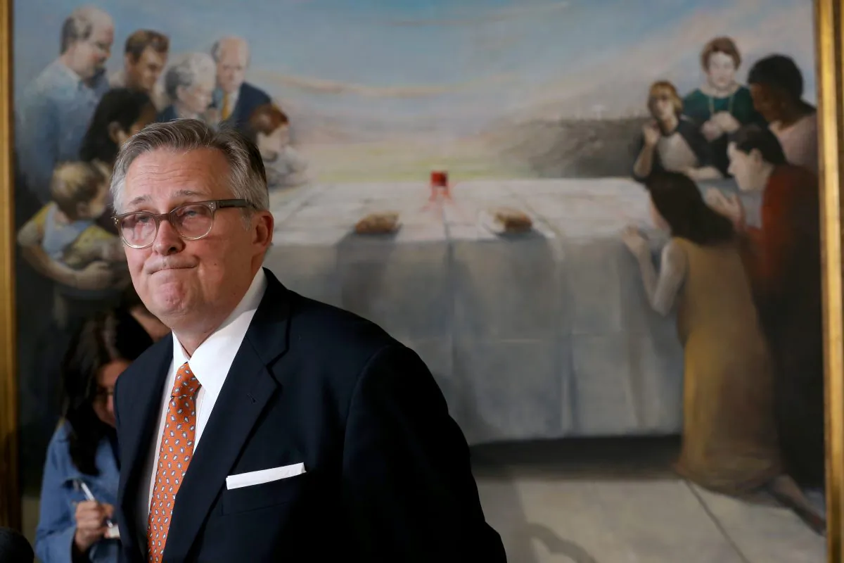 George Mason, Senior Pastor, speaks to the media at the Wilshire Baptist Church about the passing of the first Ebola patient in America, Thomas Eric Duncan, on October 8, 2014 in Dallas, Texas. Mr. Duncan passed away in the morning. He patient who had traveled from Liberia to Dallas 10 days ago was the first person Ebola that had been diagnosed outside of West Africa. (Joe Raedle/Getty Images)