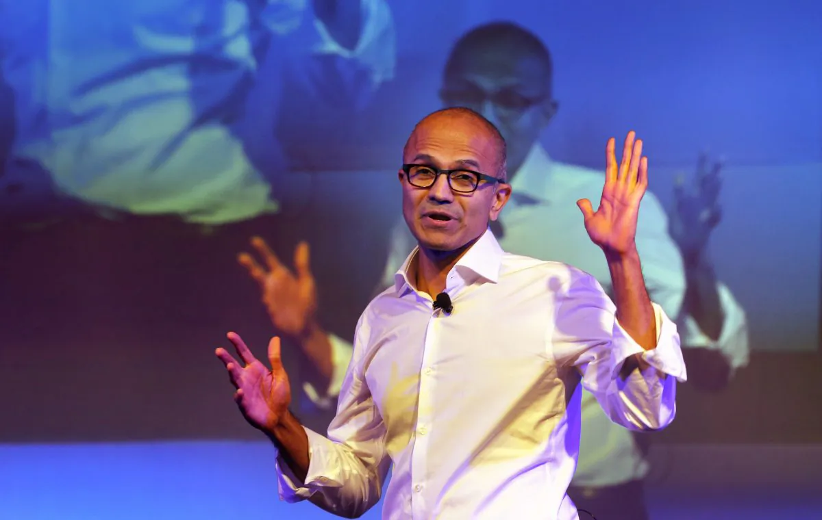 Microsoft Chief Executive Officer Satya Nadella speaks to students in New Delhi on Sept. 30, 2014. (Manish Swarup/AP Photo/)