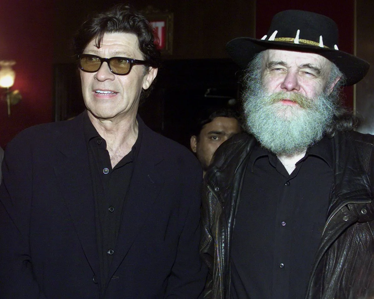 Robbie Robertson and Garth Hudson, former members of The Band, arrive at the New York premiere for “The Last Waltz” on April 10, 2002. The film, directed by Martin Scorsese, features the last concert by The Band at the Winterland Ballroom in San Francisco in 1976. (REUTERS/Jeff Christensen)