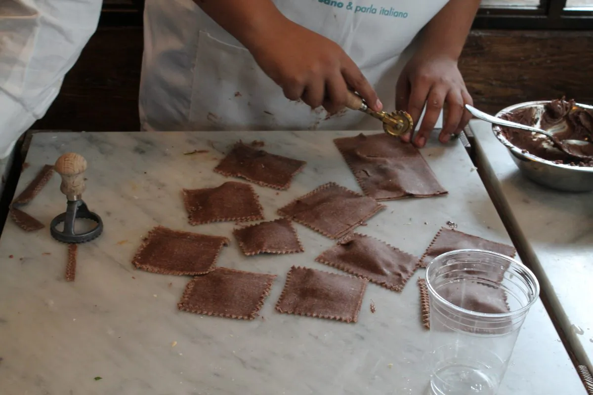 Making chocolate pasta at Giovanni Rana. (Courtesy of Giovanni Rana)