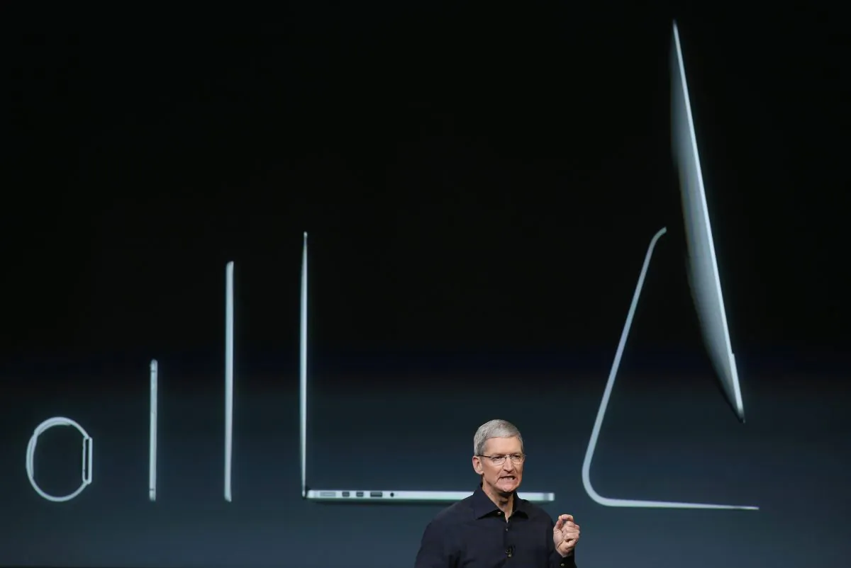  Apple CEO Tim Cook speaks during an event introducing new iPads at Apple's headquarters in Cupertino, Calif. on Oct. 16, 2014. (Justin Sullivan/Getty Images)