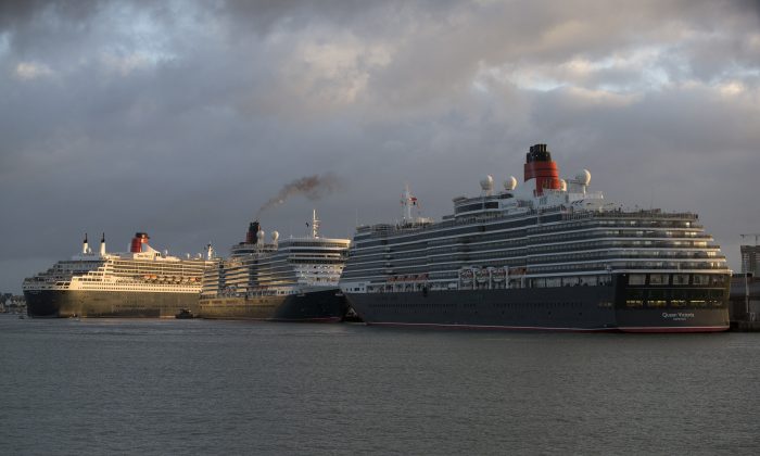 Three cruise ships dock in Southampton, England. China may soon enter the cruise ship market by developing its first luxury liner with help from Carnival Corp. (Oli Scarff/Getty Images)