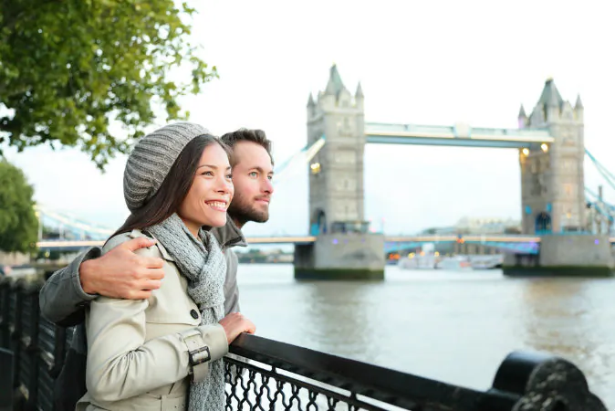 A couple by Tower Bridge, River Thames, London (Shutterstock*)