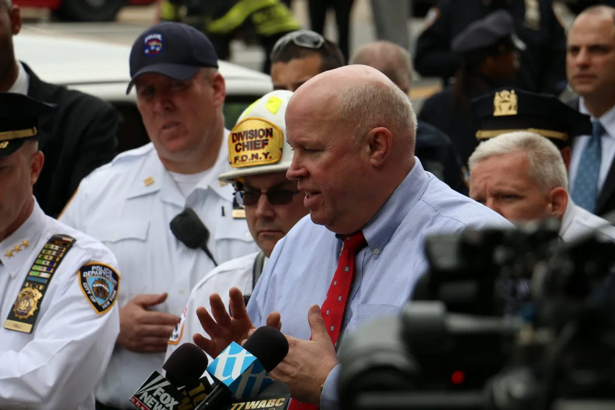 MTA Chairman and CEO Tom Prendergast at a press conference in New York, May 2014. Non-profit civic organization Citizen's Budget Commission said in a report that the MTA spends too much money on large expansion projects without final budgets, and too little is being spent on maintaining the system. (Epoch Times)