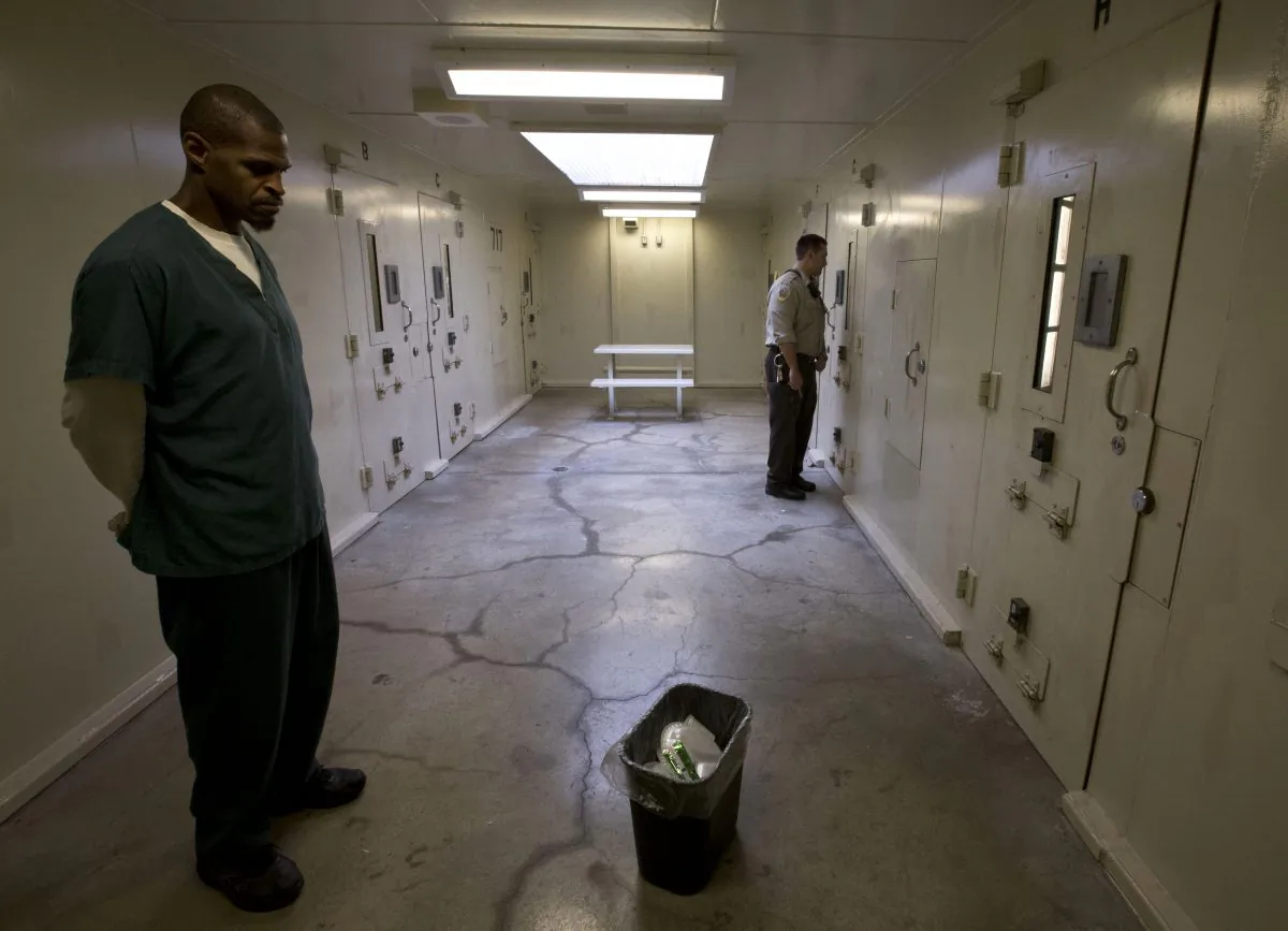 An isolation cell in the Dane County Jail in Madison, Wis., Sept. 16, 2014. (AP Photo/Morry Gash)