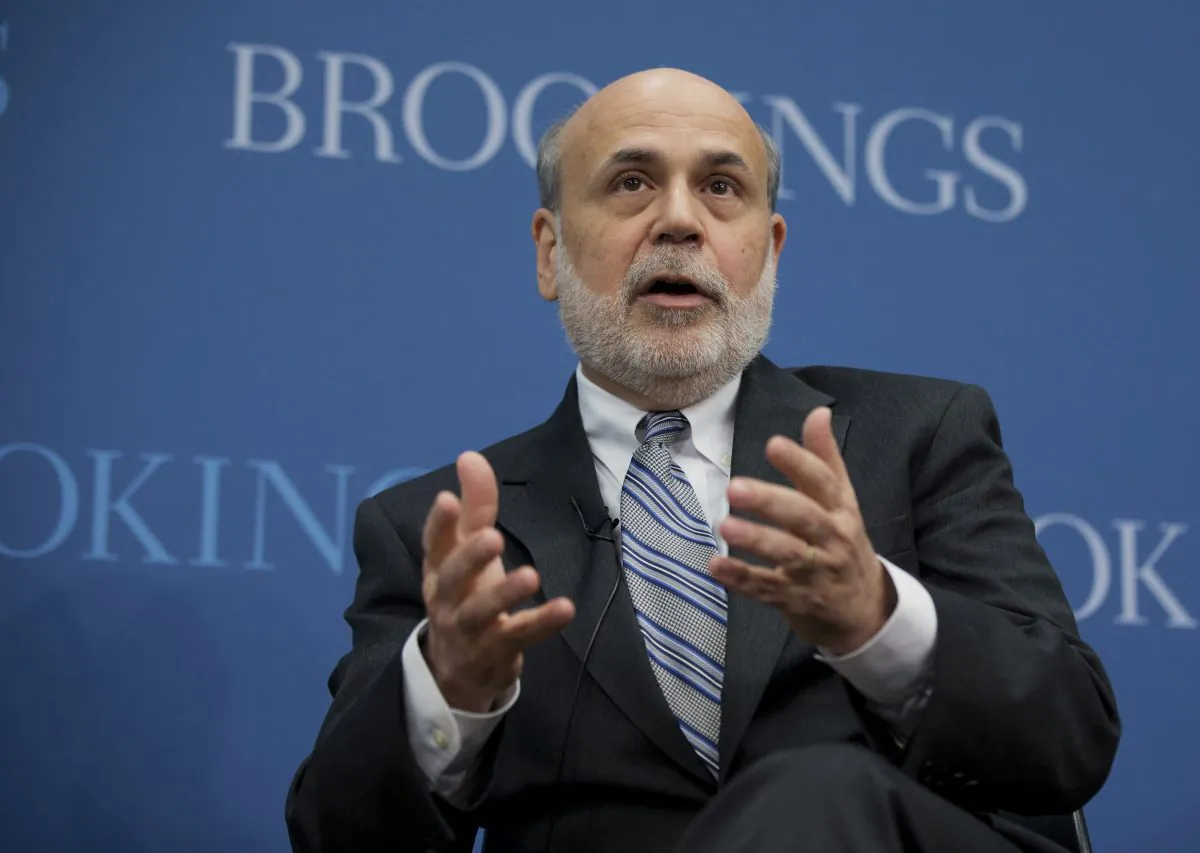 Former Federal Reserve Chairman Ben Bernanke speaks at the Brookings Institution in Washington on Jan. 16, 2014. He has now become a blogger for the think tank. (AP Photo/Manuel Balce Ceneta)