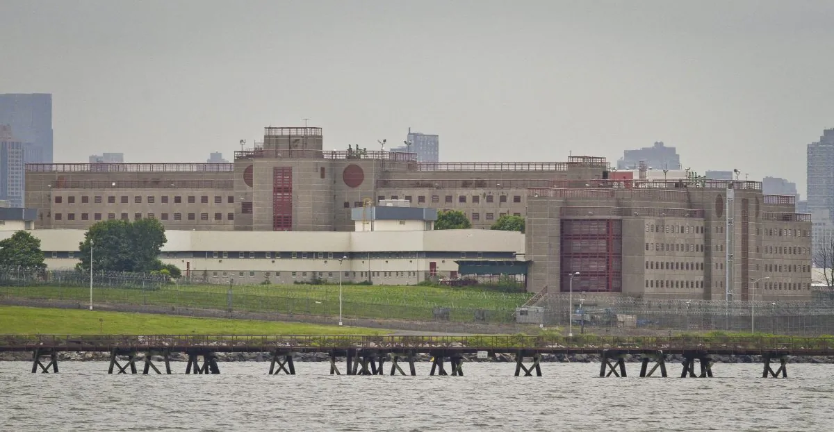 The eastern section of the Rikers Island jail complex in New York City, June 11, 2014. The city's correction department announced that its top official, William Clemmons, will retire this December, amid recent news reports revealing he failed to report accurate statistics on inmate violence at Rikers. (AP Photo/Bebeto Matthews)
