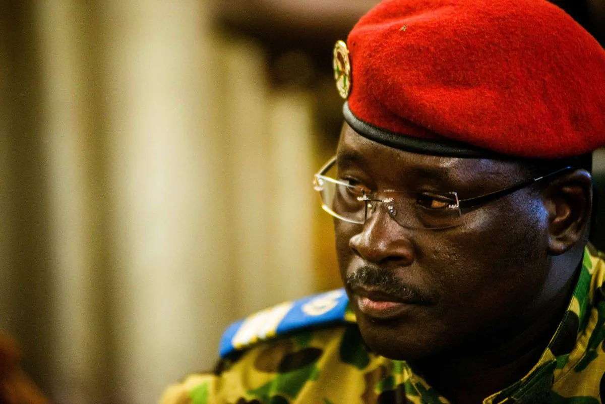 Burkina Faso Lt. Col. Issac Yacouba Zida pauses as he makes an announcement to the media in the city of Ouagadougou, Burkina Faso, Saturday, Nov. 1, 2014. Burkina Faso's former president fled to neighboring Ivory Coast with his family after violent protests drove him from power after 27 years in office, Ivory Coast said Saturday, as Zida, a largely unknown military colonel, said he had taken the helm. (AP Photo/Theo Renaut)