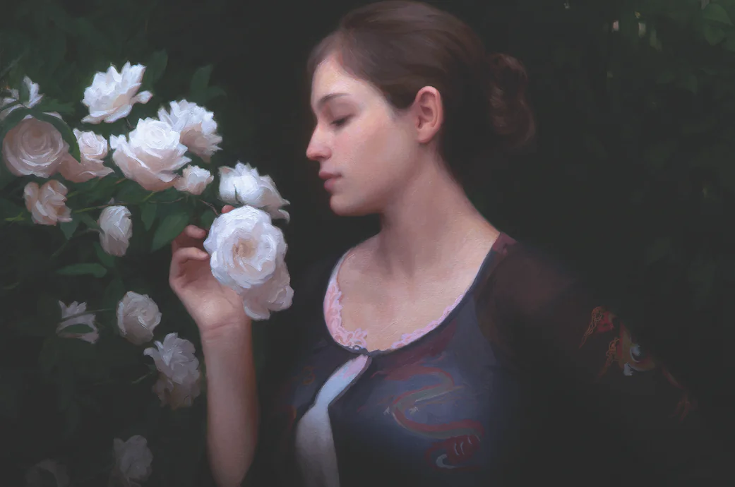 A selection from “Morning Roses,” 2014, by Adrian Gottlieb, Oil on canvas. (Courtesy of Adrian Gottlieb)