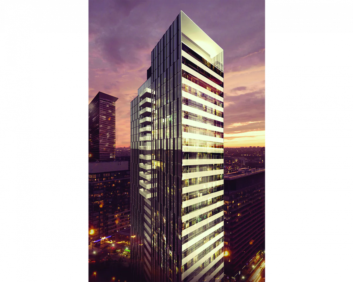 VOX Condos, a 35-storey glass tower at 28 Wellesley St. East, will be completed by 2017. (Cresford Developments)
