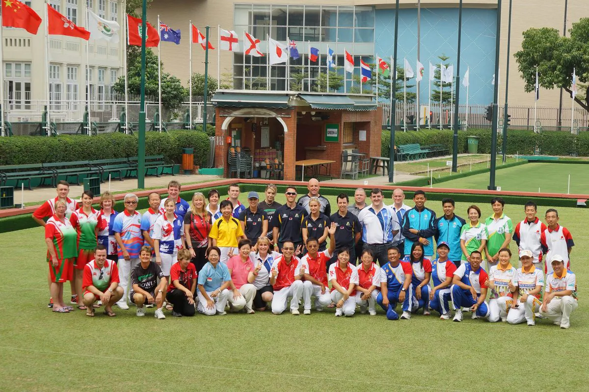 The CCC 120th Anniversary Hong Kong International Bowls Classic will commence with the singles competition this weekend (Nov. 8, 2014). Same as the previous event, top bowlers from 13 of the world’s strongest bowling nation will participate in the annual event. The photo shows participants at the 2013 event. (Mike Worth)