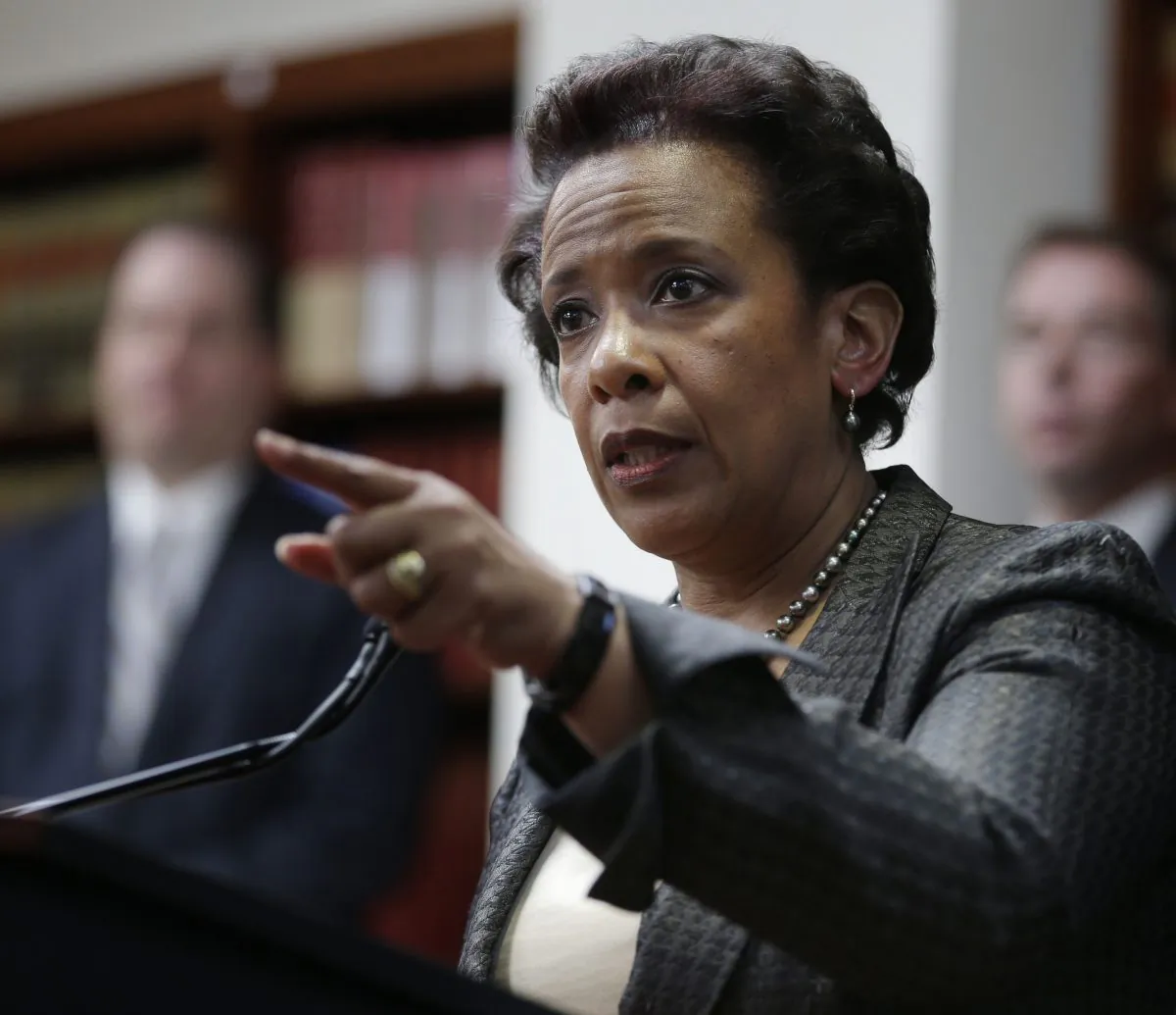 Loretta Lynch, U.S. Attorney for the Eastern District of New York, during a news conference in New York on April 28, 2014. Lynch could be one of a handful of contenders being considered to replace Eric Holder when he steps down as U.S. Attorney General. (AP Photo/Seth Wenig)