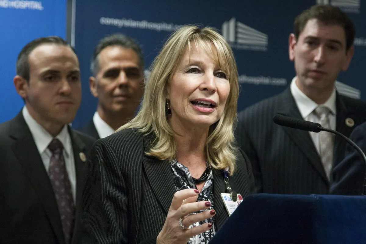 Coney Island Chief Nurse Terry Mancher describes how Superstorm Sandy damaged the hospital on Nov. 6, 2014. (Shannon Liao/Epoch Times)