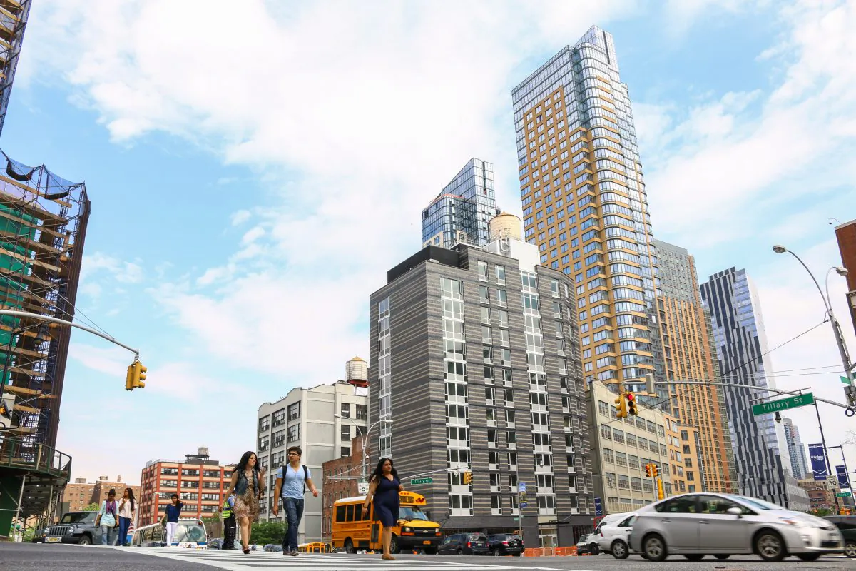 Tillary Street in Downtown Brooklyn, New York City on May 27. (Brendon Fallon/Epoch Times)