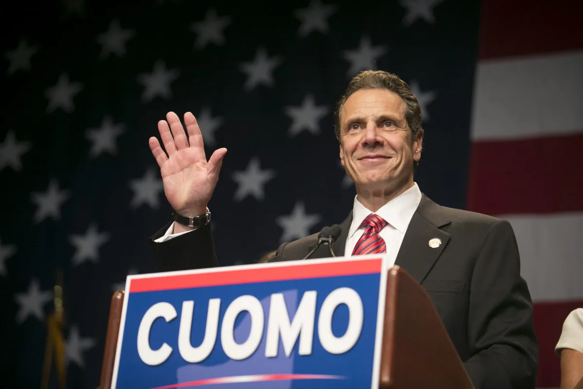 Governor Andrew Cuomo celebrates his election night victory in Sheraton New York Times Square Hotel on Nov. 4, 2014. (Samira Bouaou/Epoch Times) 