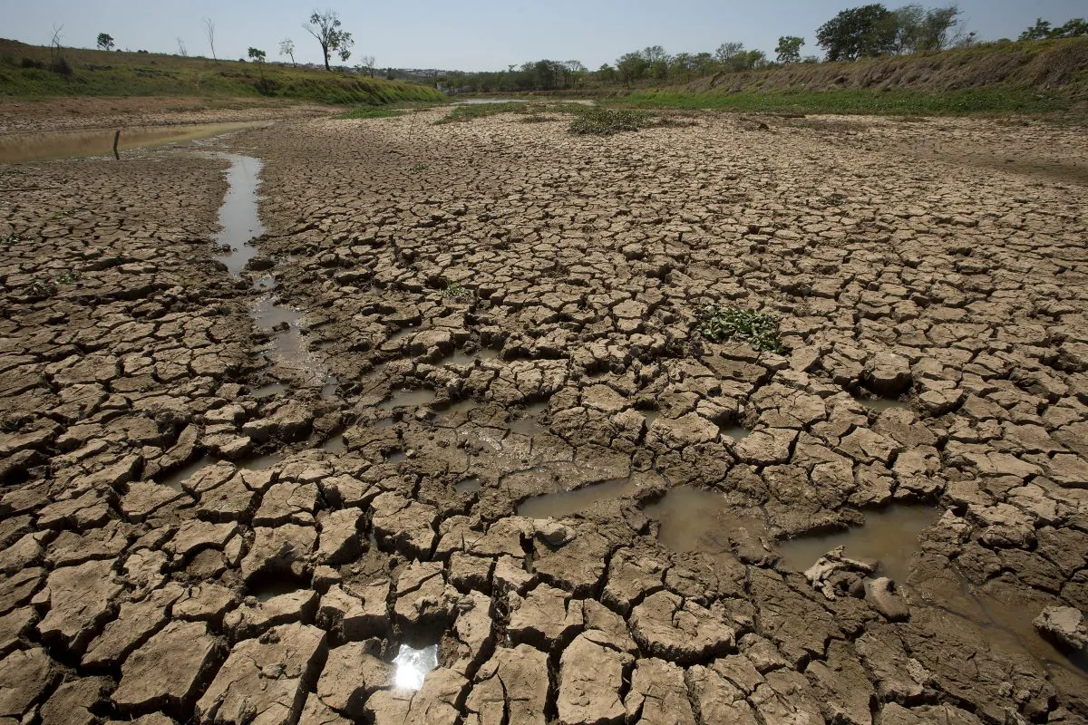 The earth lays cracked in the nearly empty Itaim dam, responsible for providing water to the Sao Paulo metropolitan area, in Itu, Brazil on Oct. 30, 2014. (AP Photo/Andre Penner)