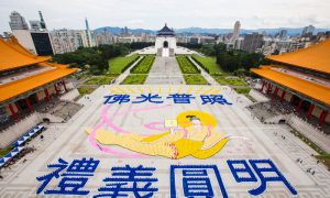 Falun Gong Practitioners in Taiwan Send Message With Formation