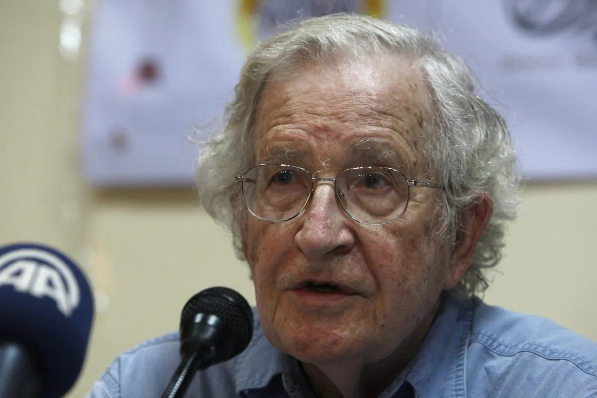 Scholar and activist Noam Chomsky talks during his meeting with Palestinian youth activists in Gaza City, Friday, Oct. 19, 2012. (AP Photo/Adel Hana)