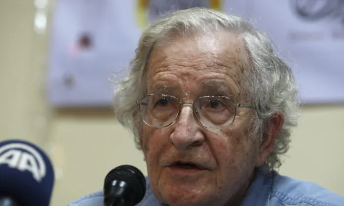 Scholar and activist Noam Chomsky talks during his meeting with Palestinian youth activists in Gaza City, Friday, Oct. 19, 2012. (AP Photo/Adel Hana)