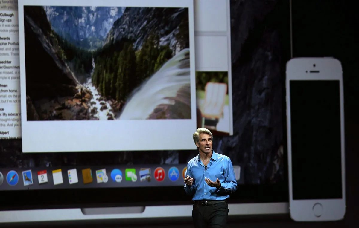 Apple Senior Vice President of Software Engineering Craig Federighi speaks during the Apple Worldwide Developers Conference at the Moscone West center on June 2, 2014 in San Francisco, Calif. (Justin Sullivan/Getty Images)