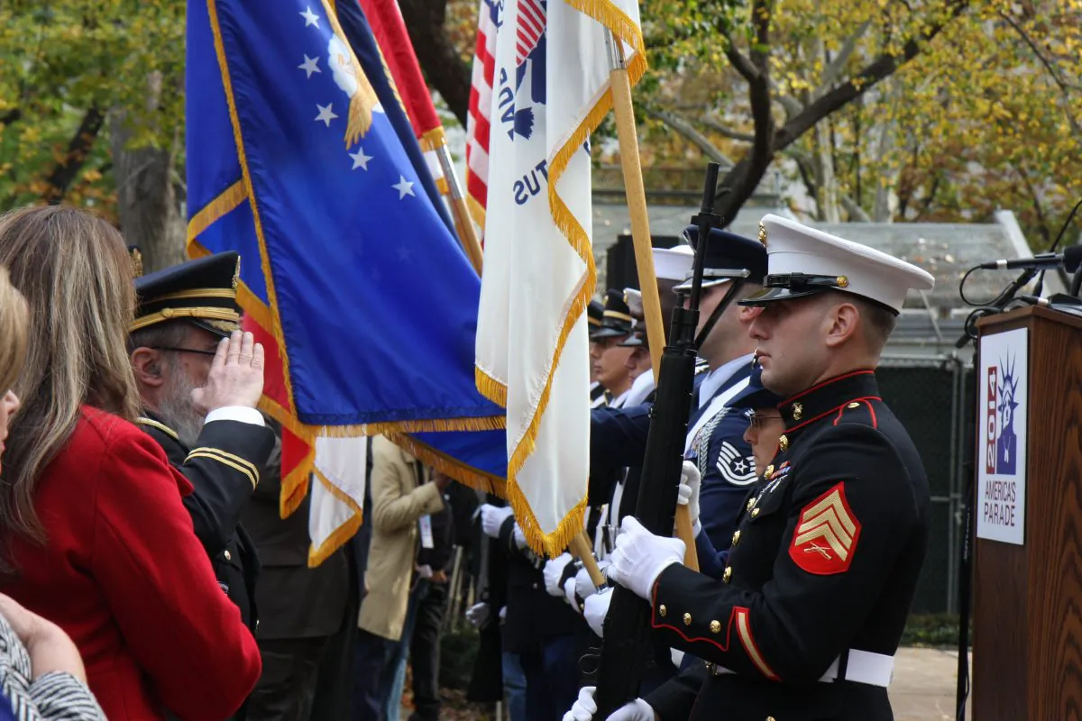 Veteran's Day parade opening ceremony at Madison Square Park, Nov. 11, 2014. (Catherine Yang/Epoch Times)