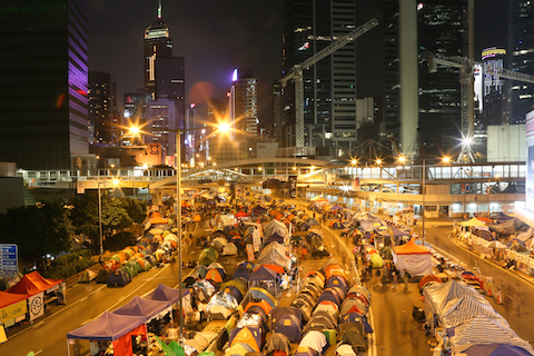 A time-lapse of the Occupy Central protest site in Hong Kong on Nov. 10, 2014.   (Benjamin Chasteen/Epoch Times)