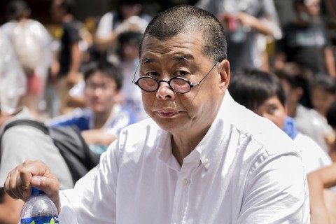 Hong Kong media tycoon and pro-democracy supporter Jimmy Lai attends a rally near the government headquarters in Hong Kong on September 28, 2014. (Alex Ogle/AFP/Getty Images)