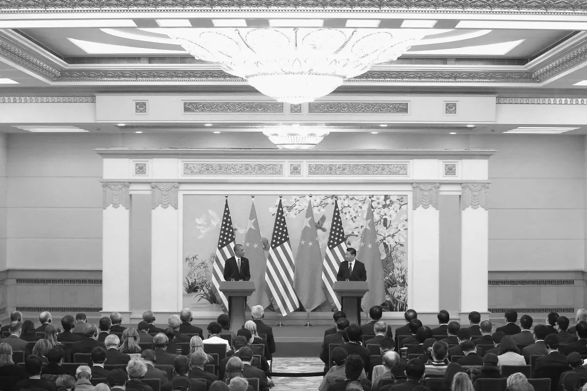 U.S. President Barack Obama (L) and Chinese Communist Party leader Xi Jinping (R) attend a press conference at the Great Hall of People on Nov. 12, 2014 in Beijing, China. Xi Jinping said that Hong Kong's occupy movement was "illegal." (Feng Li/Getty Images)