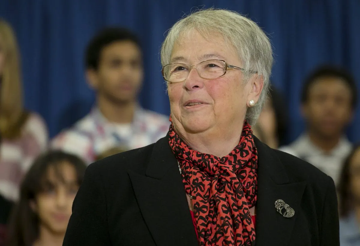 Carmen Fariña, NYC schools chancellor during a news conference in Brooklyn, New York, on Dec. 30, 2013. Mayor Bill de Blasio announced Wednesday, Nov. 12, 2014, that his administration has met its goal of enrolling more than 53,000 children in full-day prekindergarten classes. (AP Photo/Mark Lennihan)