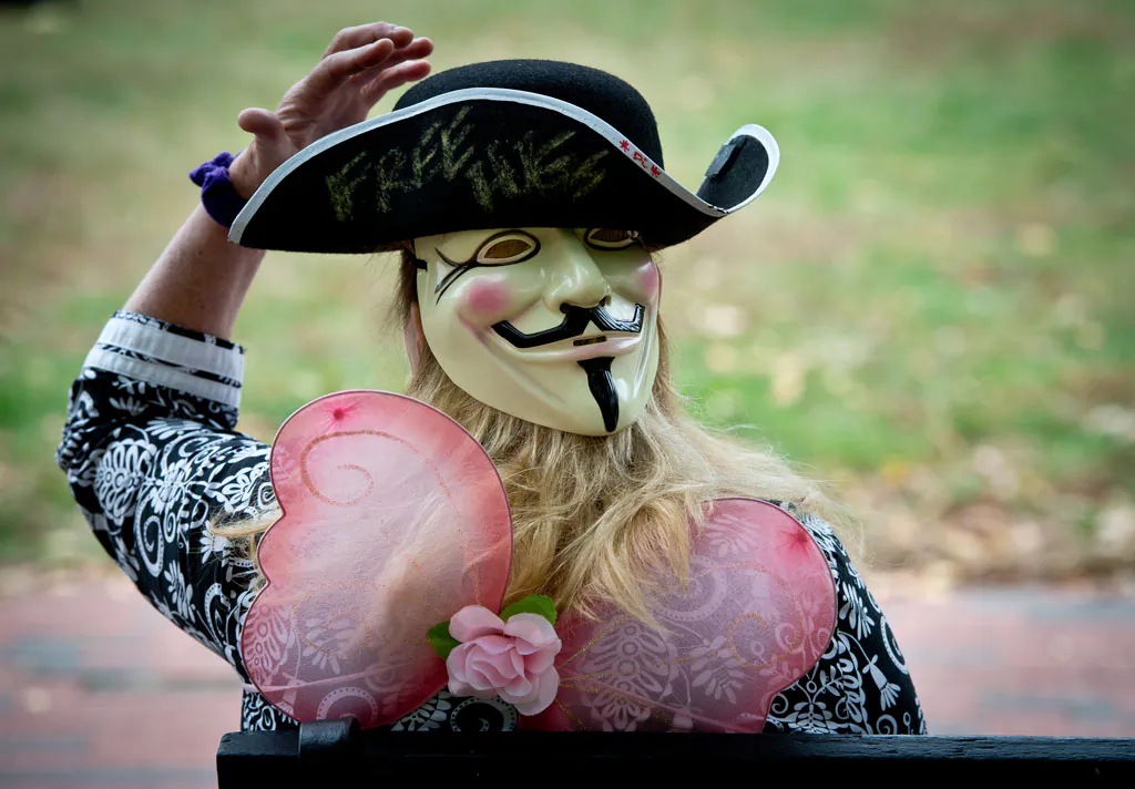 A supporter of the group Anonymous in front of the White House in Washington, D.C., on Nov. 5, 2013. (Mladen Antonov/AFP/Getty Images)