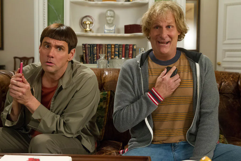 This image released by Universal Pictures shows Jim Carrey (L) and Jeff Daniels in a scene from "Dumb and Dumber To." (AP Photo/Universal Pictures, Hopper Stone)