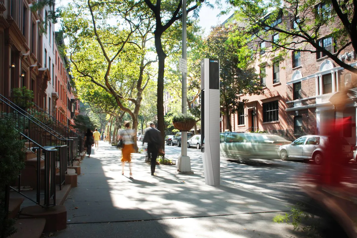 A concept photo of a WiFi kiosk in Brooklyn. (Courtesy of LinkNYC)