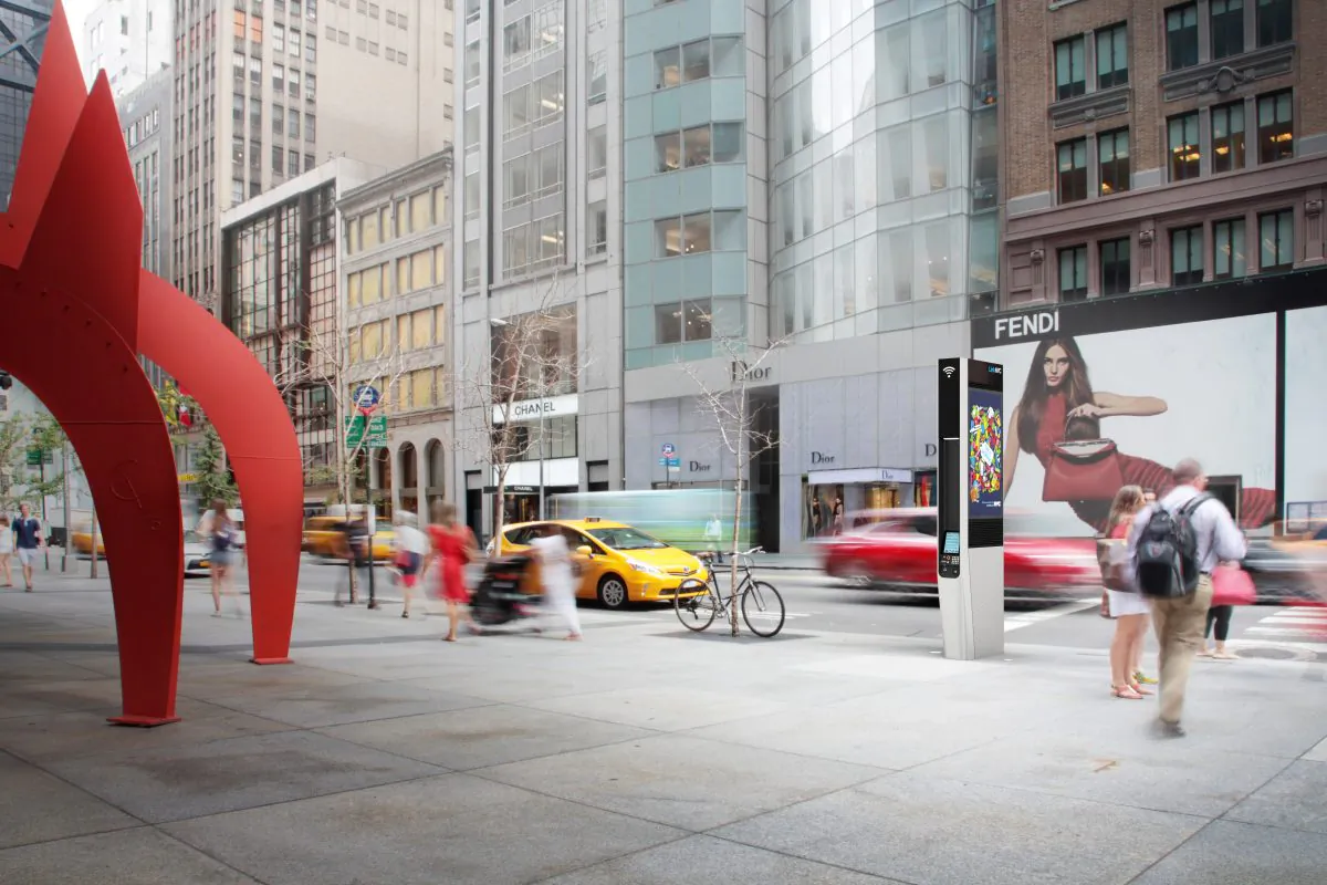 A concept photo of a WiFi kiosk in Manhattan. (Courtesy of LinkNYC)