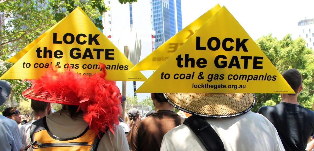 A number of climate action groups were present at the Brisbane rallies including the Lock the Gates group opposed to coal seam gas. (Shar Adams/Epoch Times)