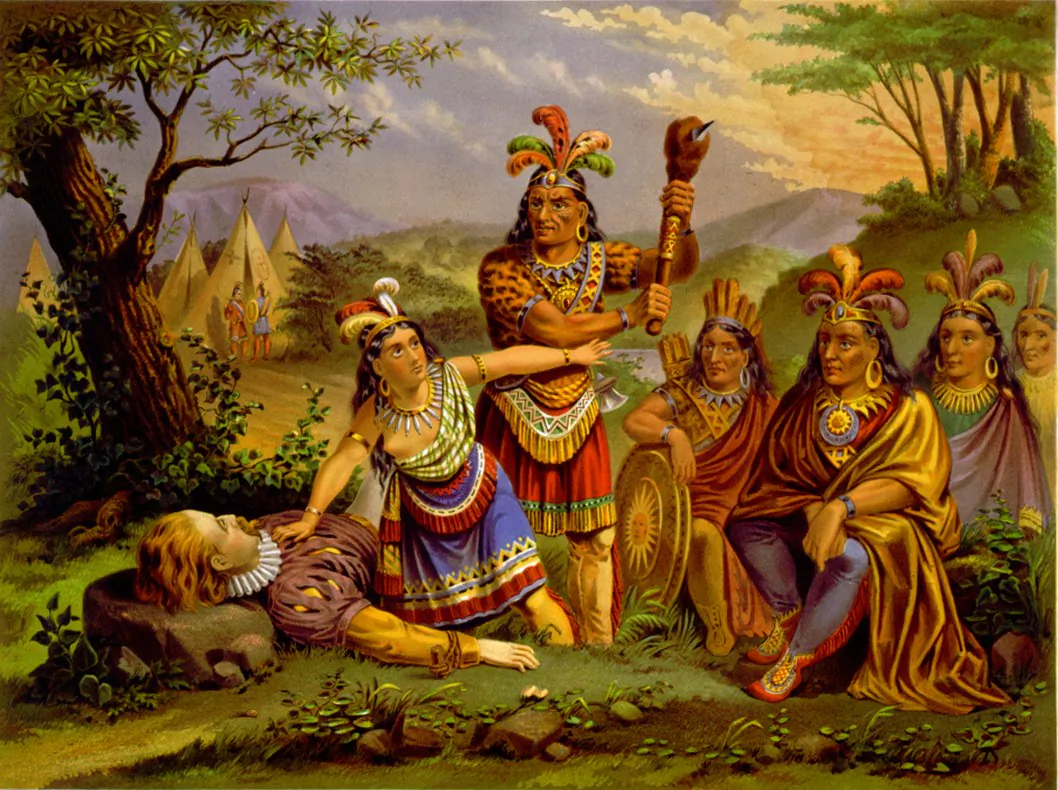 Artist depiction of Pocahontas saving the life of Capt. John Smith. (Library of Congress via Wikimedia Commons)