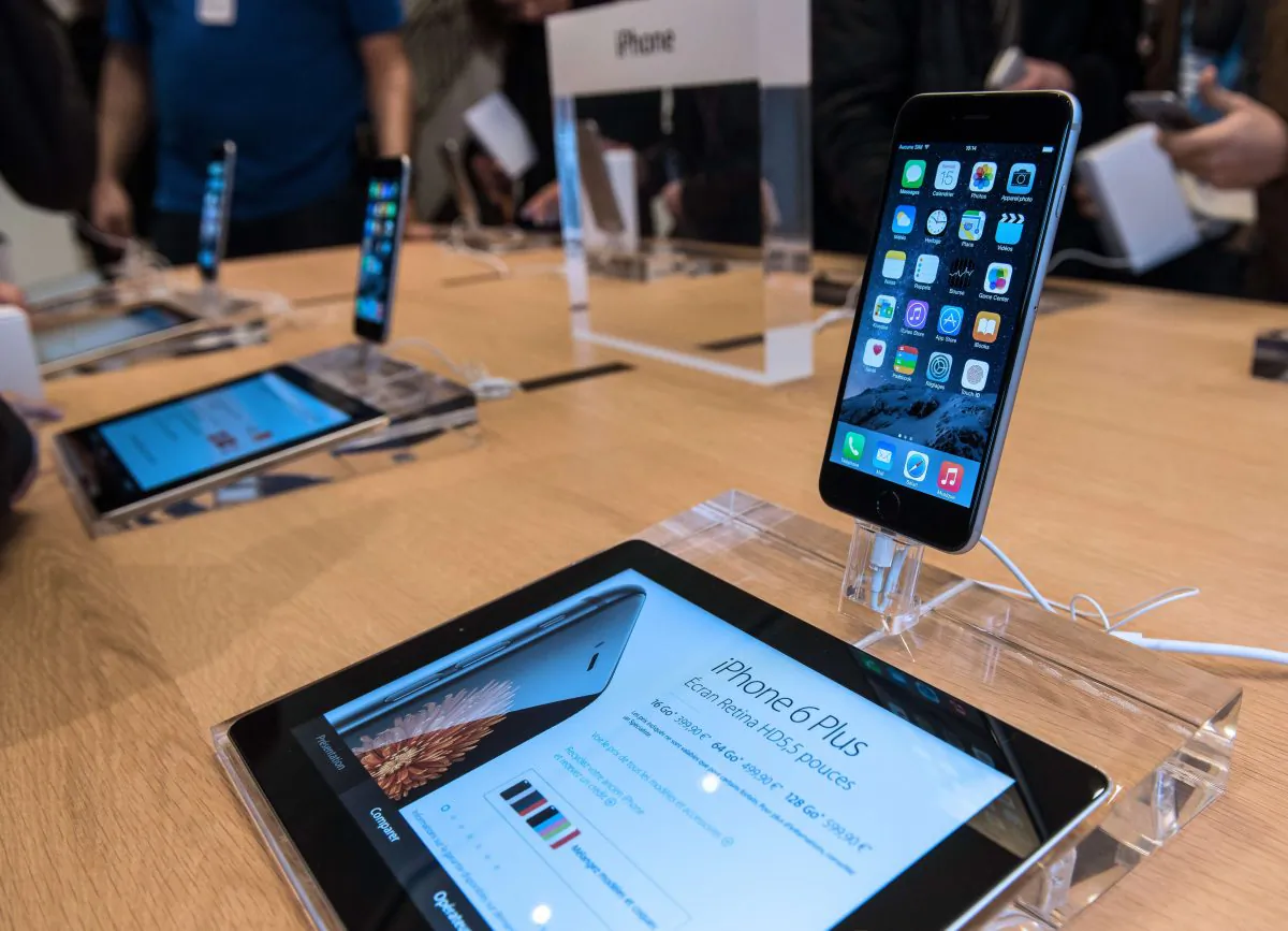 A picture taken on Nov. 15, 2014 in Lille, shows an iPhone displayed in the new Apple store, the day of its opening. (Denis Charlet /AFP/Getty Images)