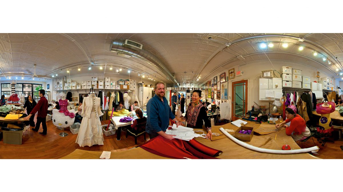 A 360-degree view of the John Kristiansen, New York Inc. a custom costume shop serving the entertainment community. The image, by photographer Stephen Joseph, is 1 of 114 works in a free exhibit at The New York Public Library for the Performing Arts at Lincoln Center. (AP Photo/The New York Public Library for the Performing Arts, Stephen Joseph)