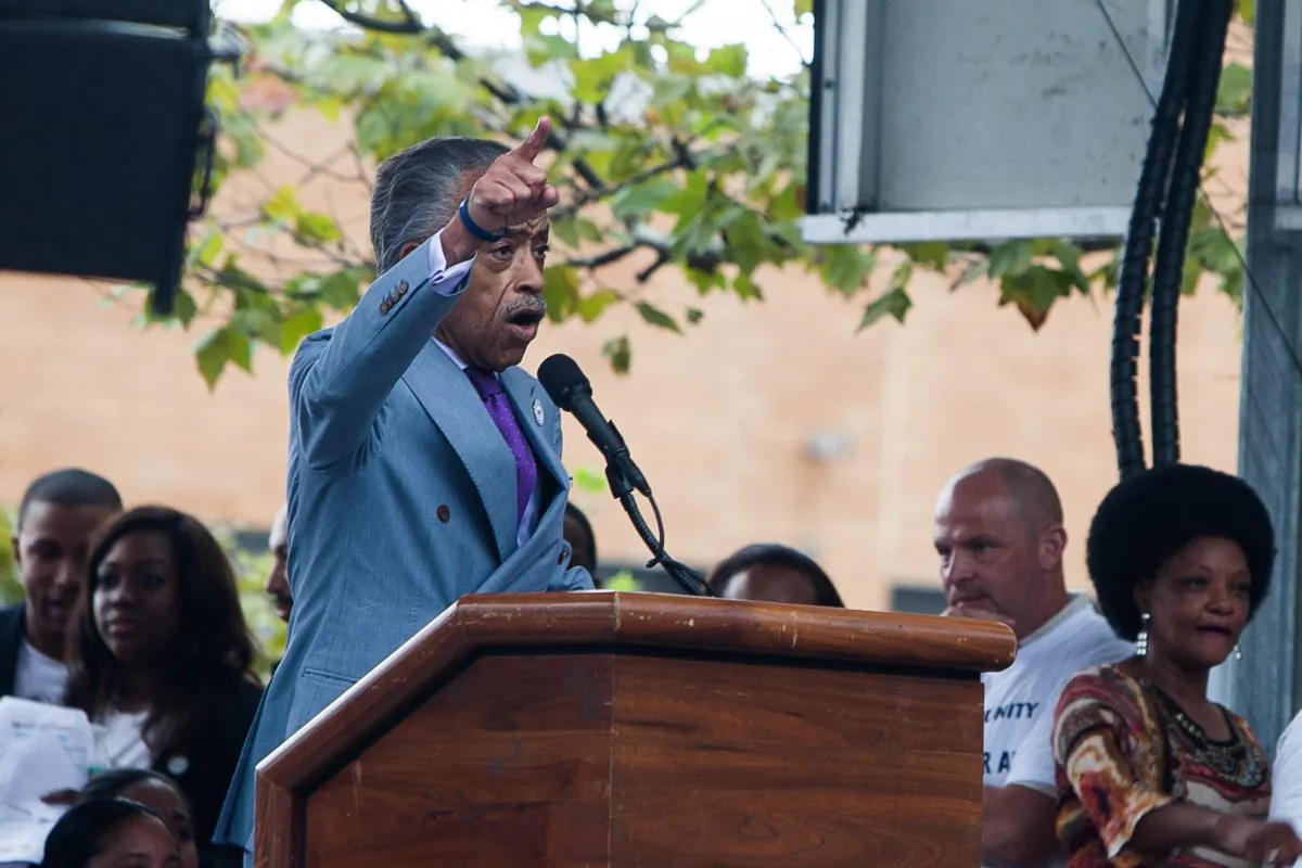 Rev. Al Sharpton at a rally against police brutality on Staten Island on Aug. 23, 2014. Sharpton discredited a recent New York Times story, which reported that he still owed more than $4 million in overdue taxes. (Petr Svab/Epoch Times)
